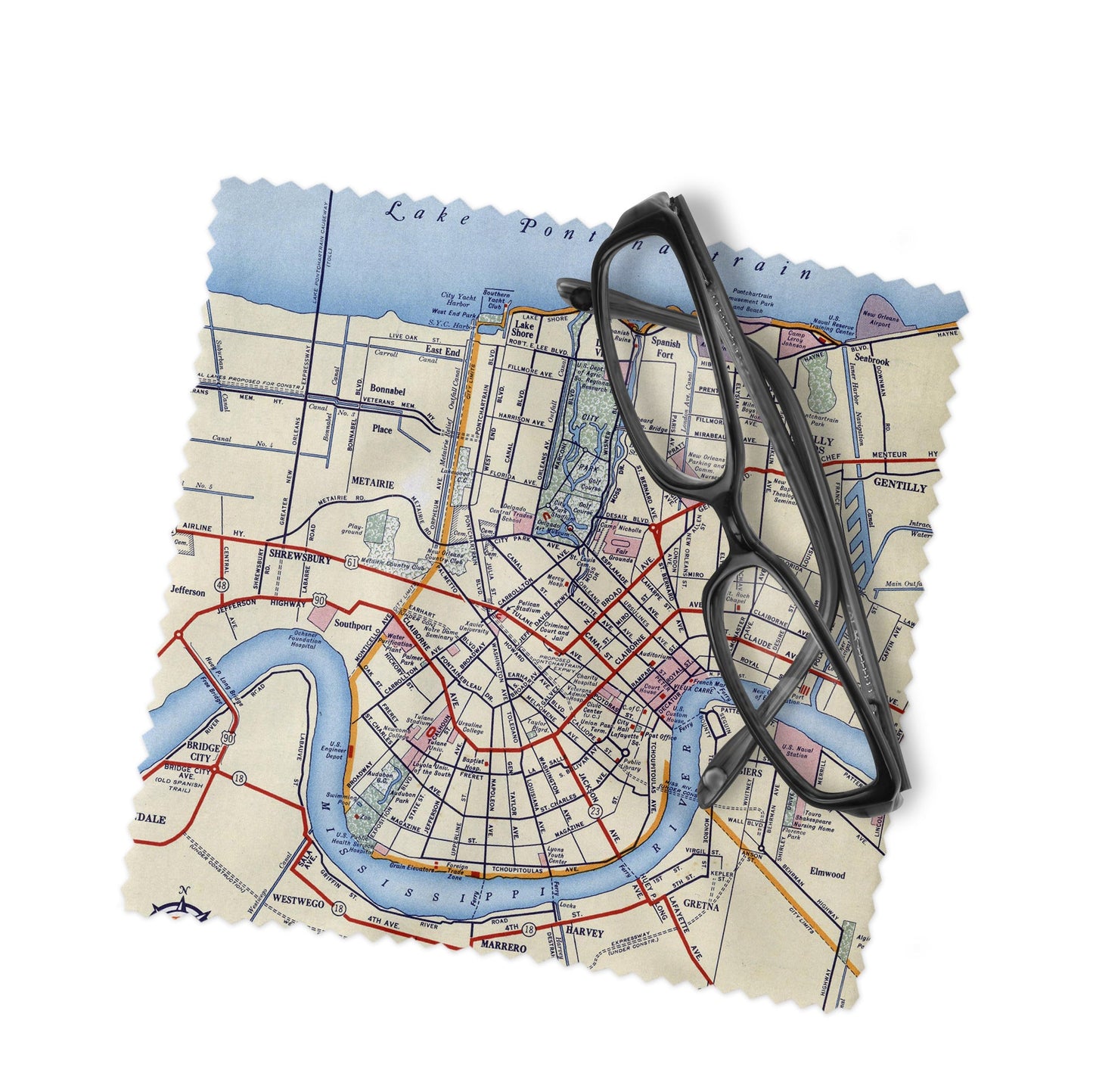 New Orleans Louisiana Map Lens Cloth | New Orleans Microfiber Glasses Cleaner | Travel Gift