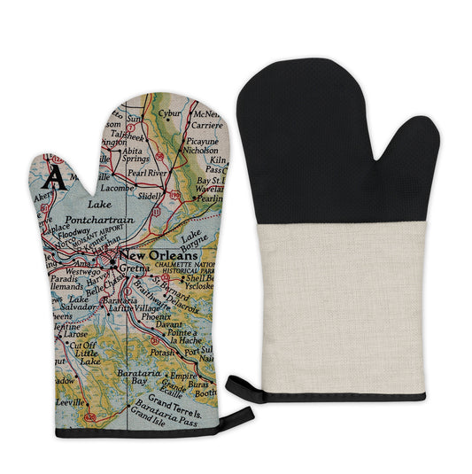New Orleans Louisiana Vintage Map Oven Mitt | Vintage-Inspired Kitchen Gift