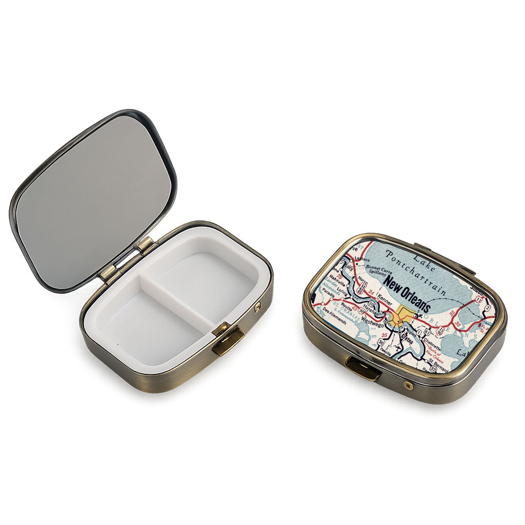 New Orleans, Louisiana vintage map pill case