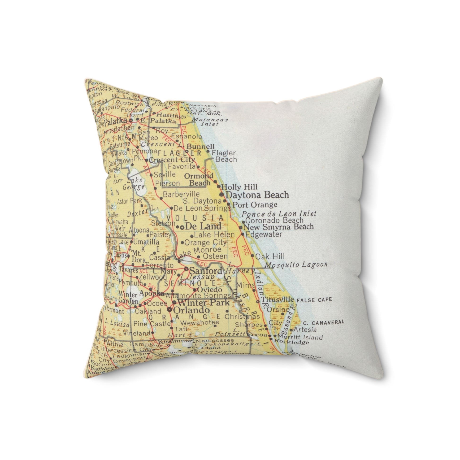 New Smyrna Beach Florida vintage map pillow