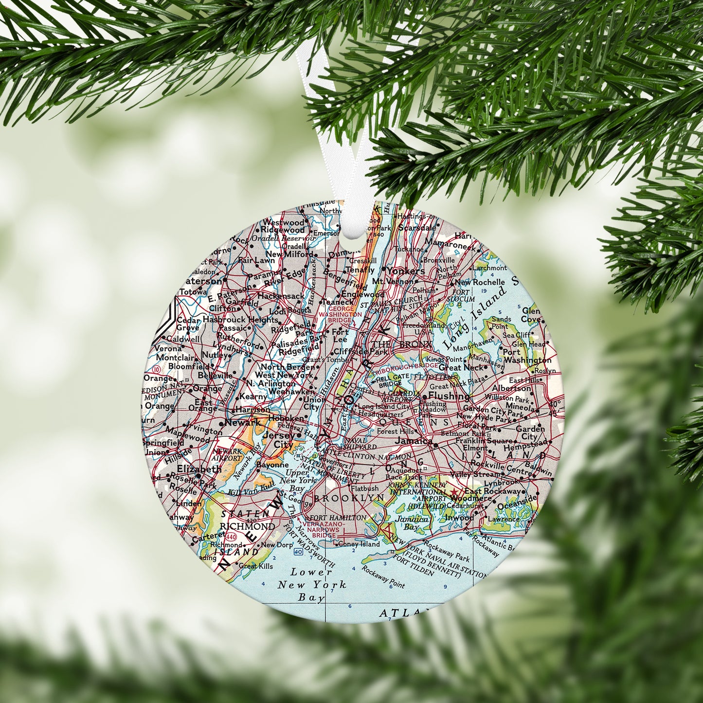 New York City Vintage Map Ornament