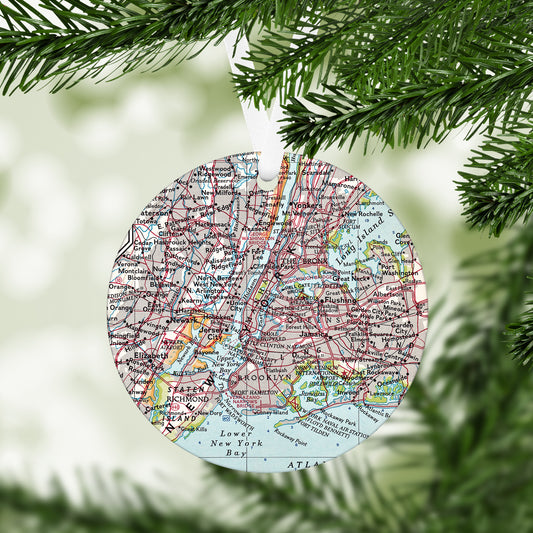 New York City Vintage Map Ornament
