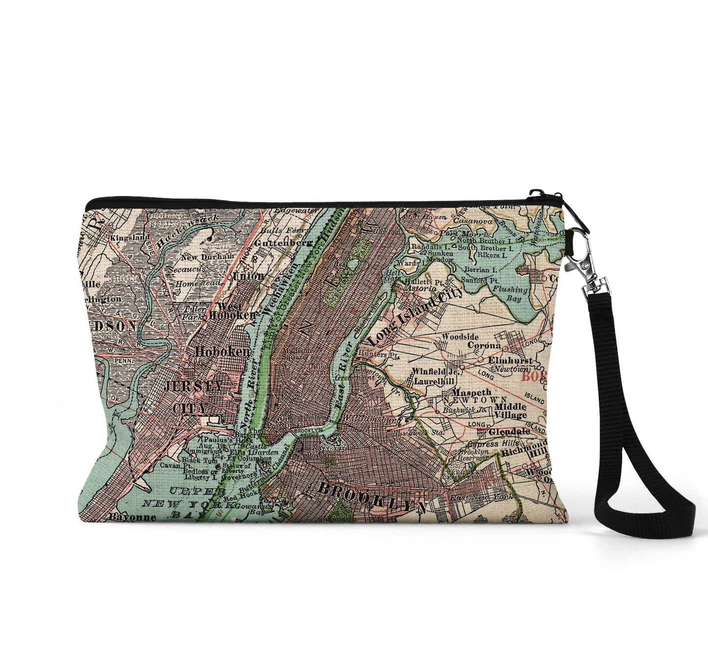 New York City map wristlet travel pouch