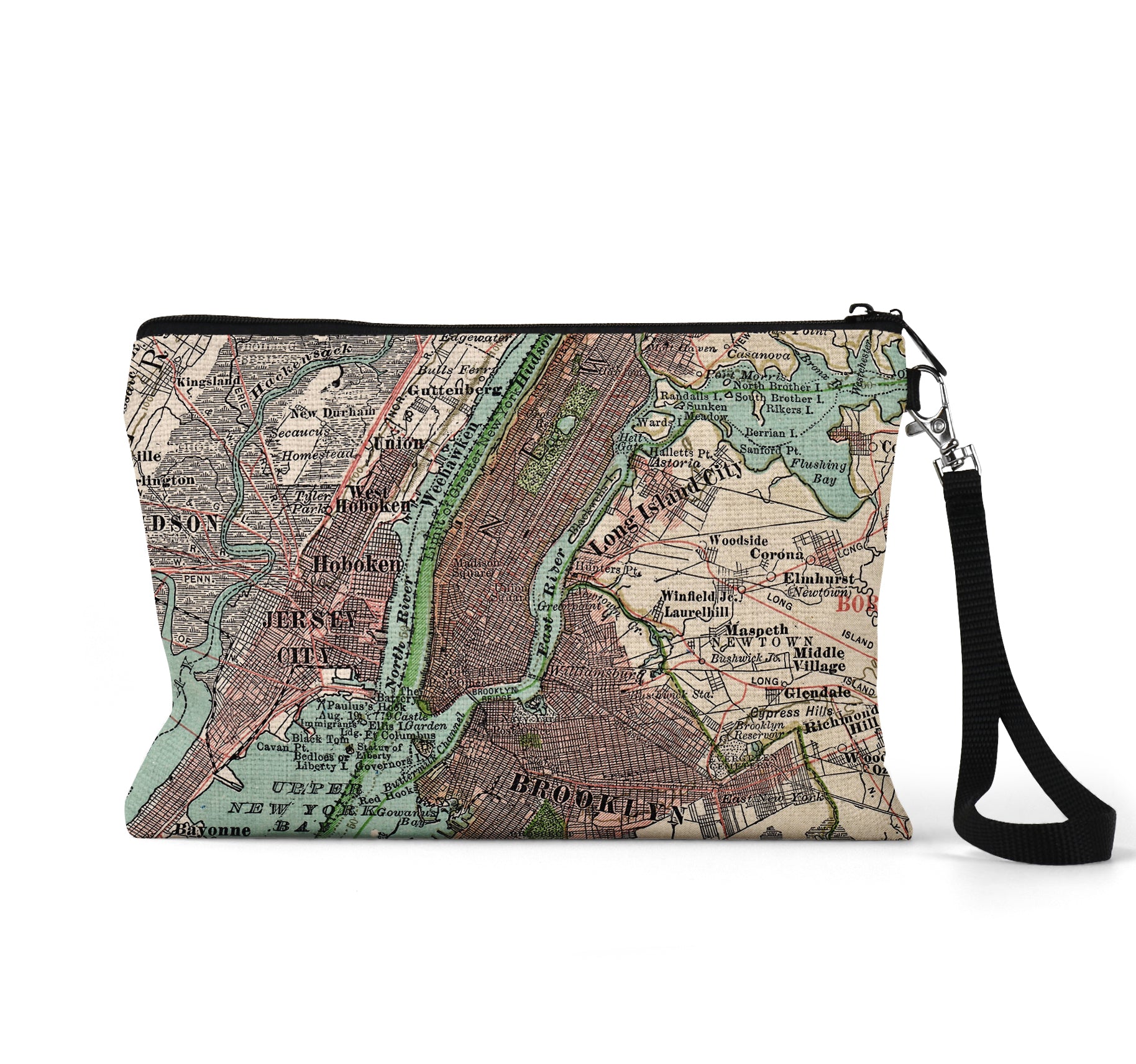 New York City map wristlet travel pouch