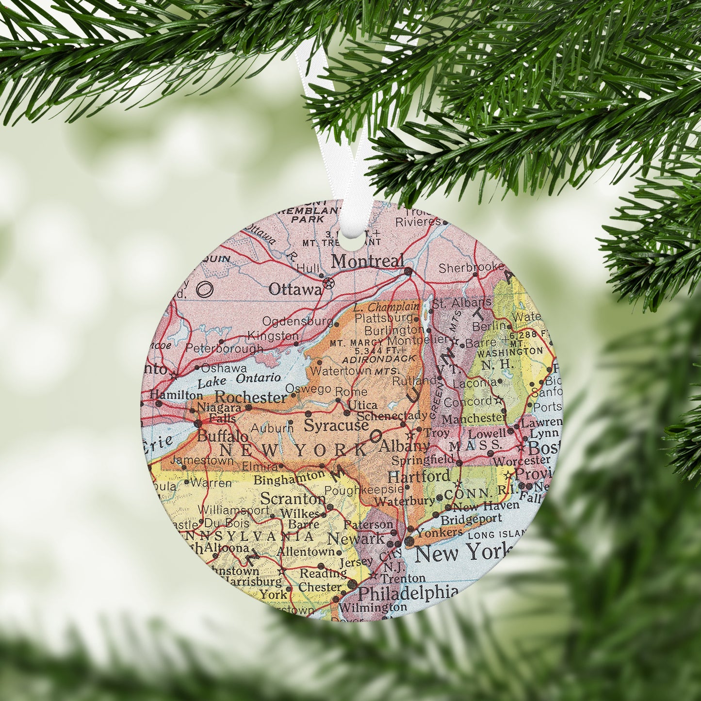 New York Vintage Map Ornament