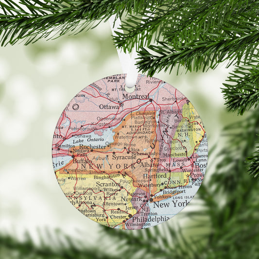New York Vintage Map Ornament