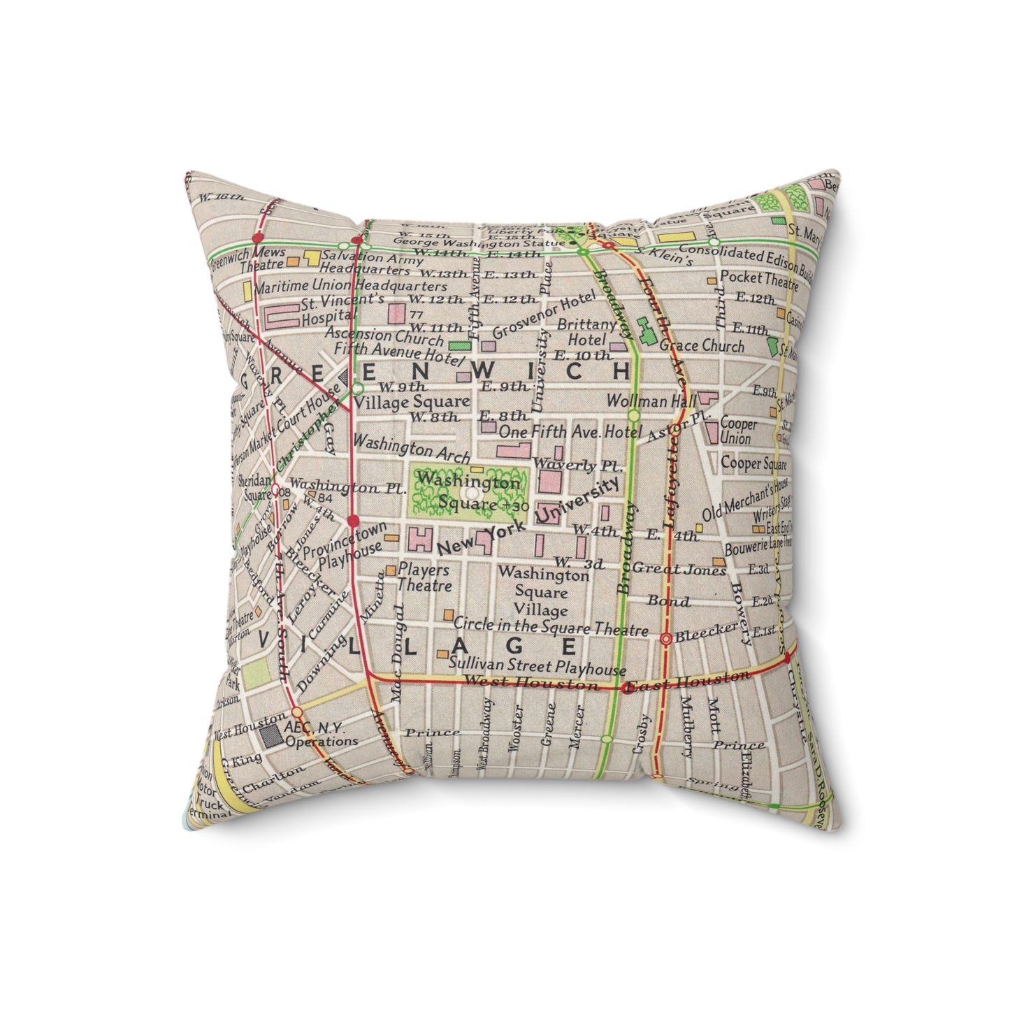 New York University vintage map pillow
