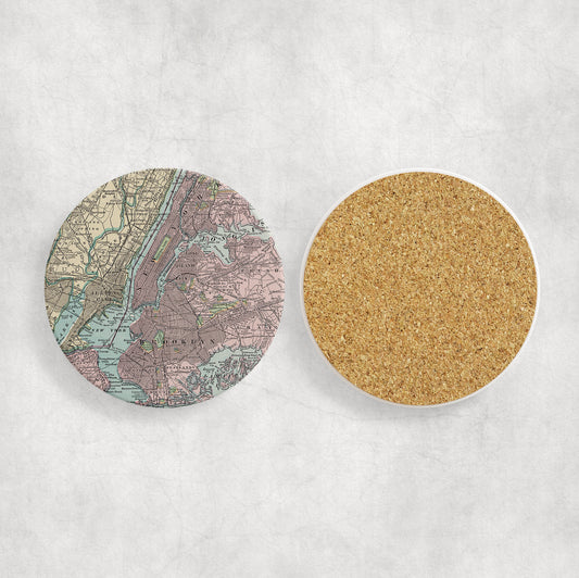 New York City Subway Map Coasters | Set of 4 Vintage New York City Subway Drink Coasters | Travel-Inspired Home Decor