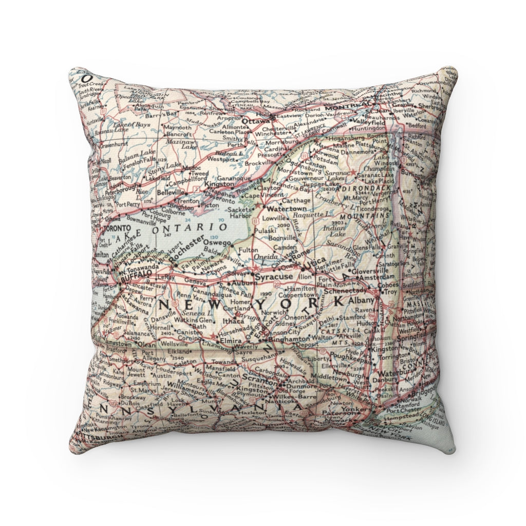 New York State vintage map pillow