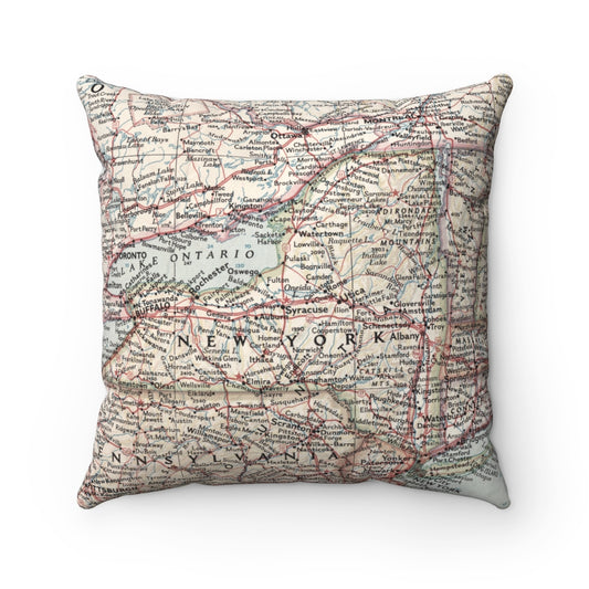 New York State vintage map pillow