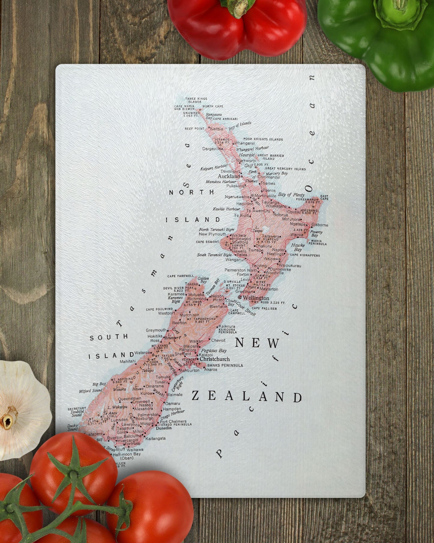 New Zealand Map Cutting Board | Travel Gift | Kitchen Decor