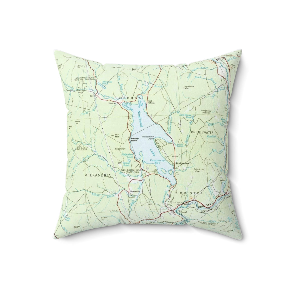 Newfound Lake New Hampshire vintage map pillow