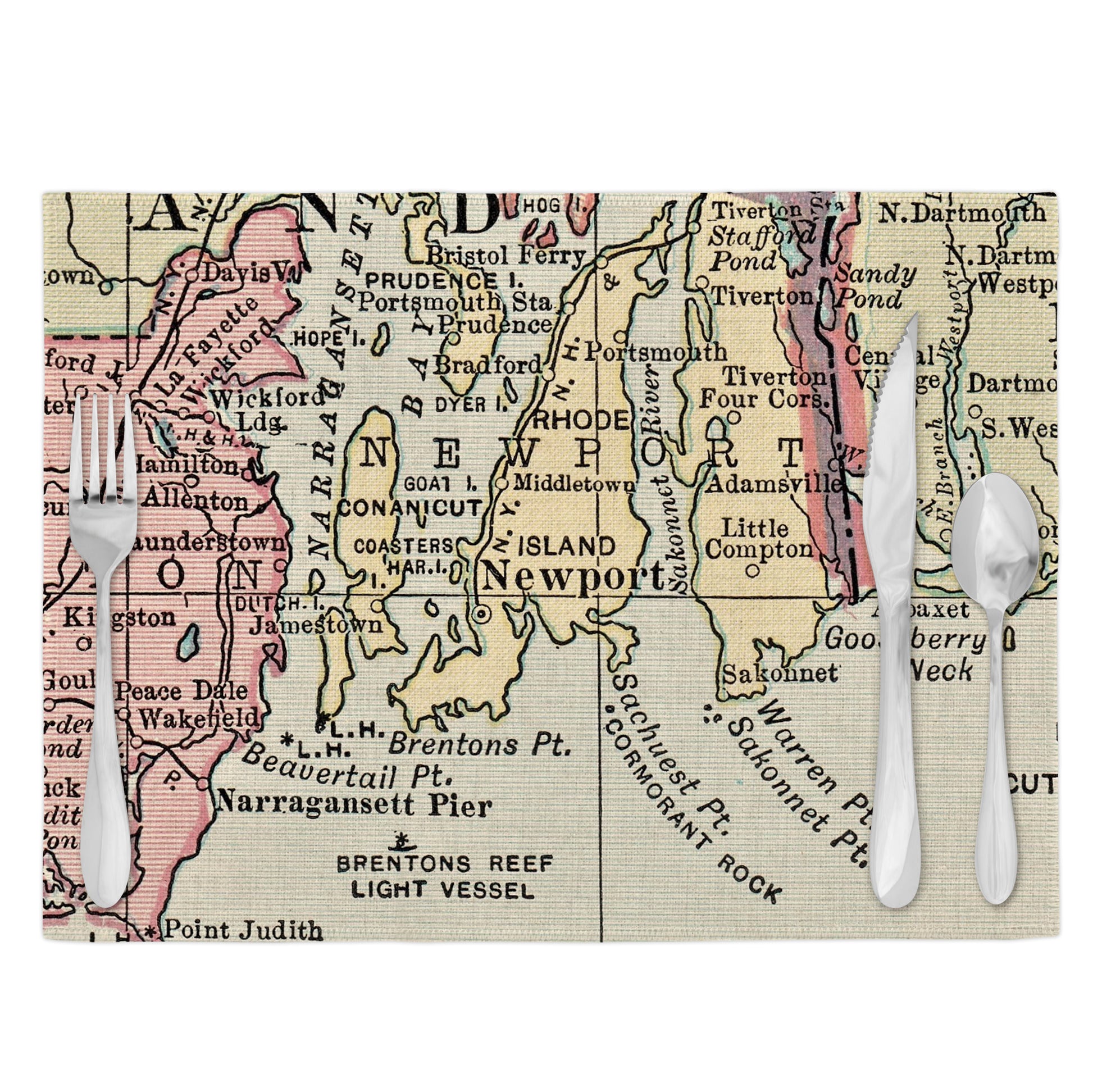 Newport Rhode Island Vintage Map Placemats Set of 4