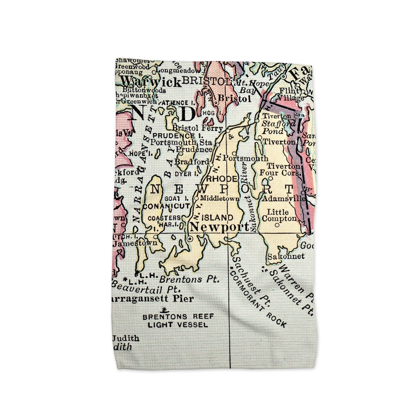 Newport Rhode Island Map Tea Towel | Waffle-Weave Kitchen Towel Gift