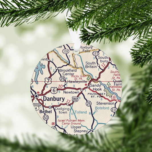 Newtown Connecticut Vintage Map Ornament