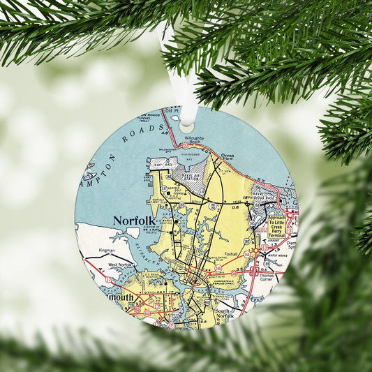 Norfolk Virginia Vintage Map Ornament