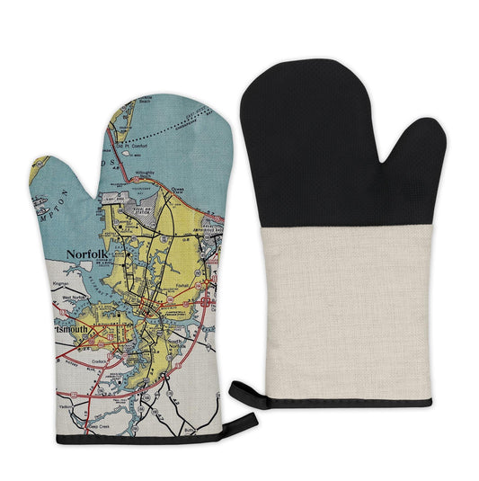 Norfolk, Virginia Map Oven Mitt | Vintage-Inspired Kitchen Gift