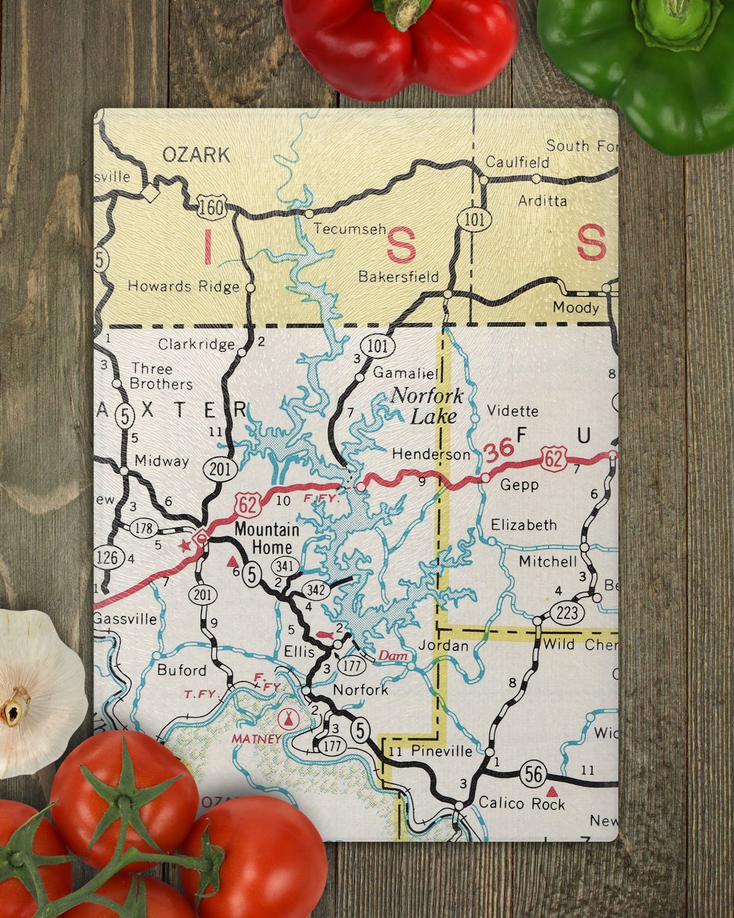 Norfork Lake Arkansas Map Cutting Board | Travel Gift | Kitchen Decor