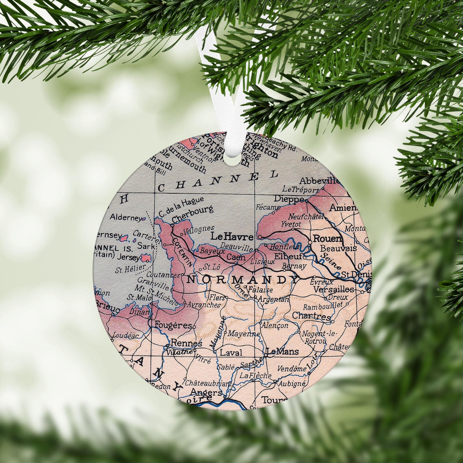 Normandy Vintage Map Ornament