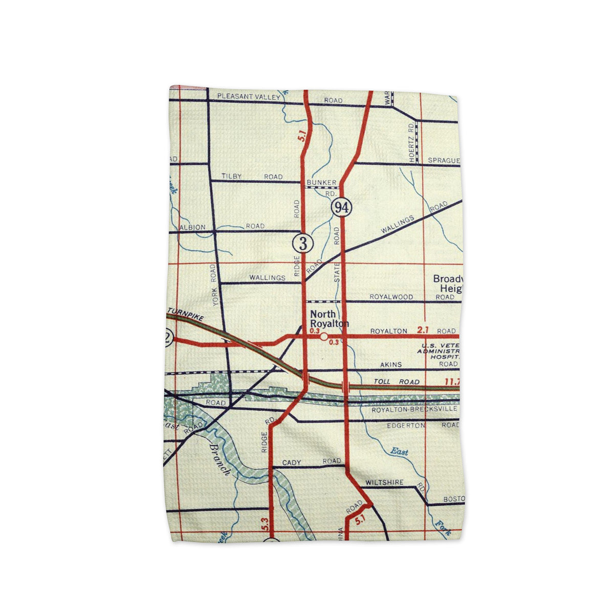 North Royalton Ohio Map Kitchen Towel | Vintage North Royalton Map Tea Towel