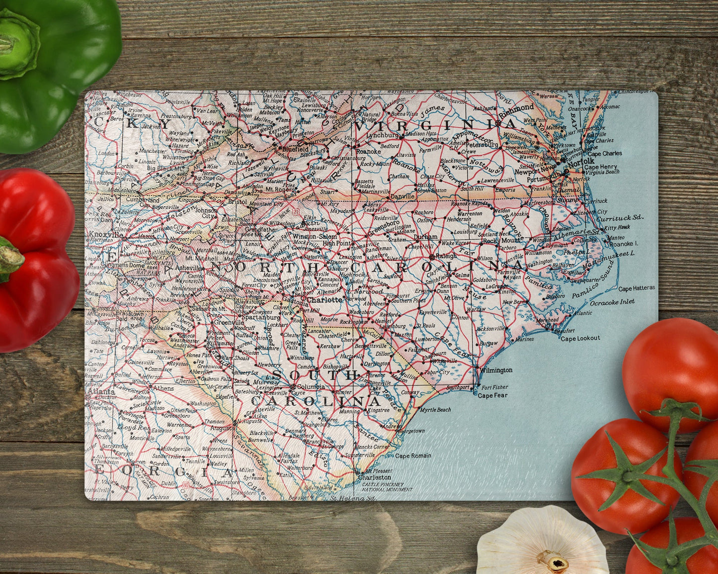 North Carolina Map Cutting Board | Travel Gift | Kitchen Decor