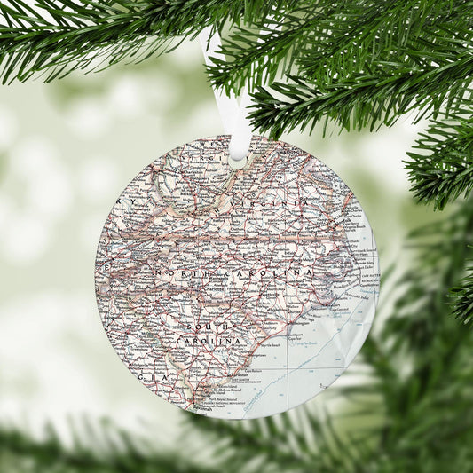 North Carolina Vintage Map Ornament