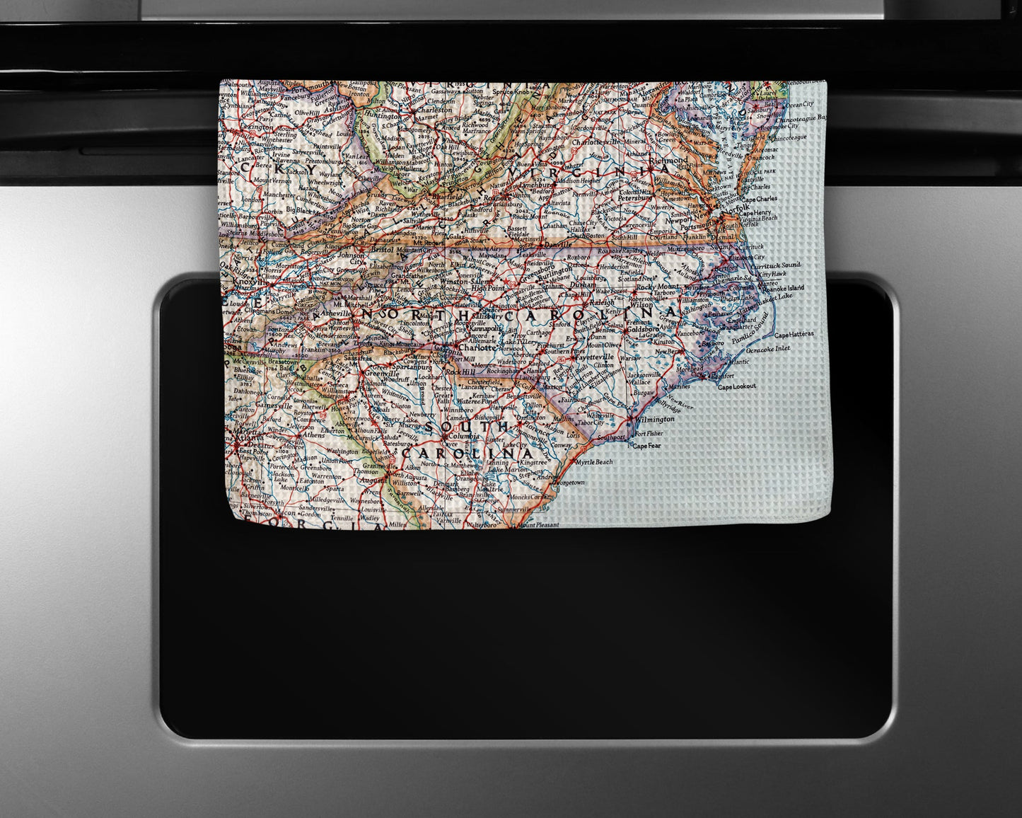 North Carolina Map Tea Towel | Waffle-Weave Kitchen Towel Gift