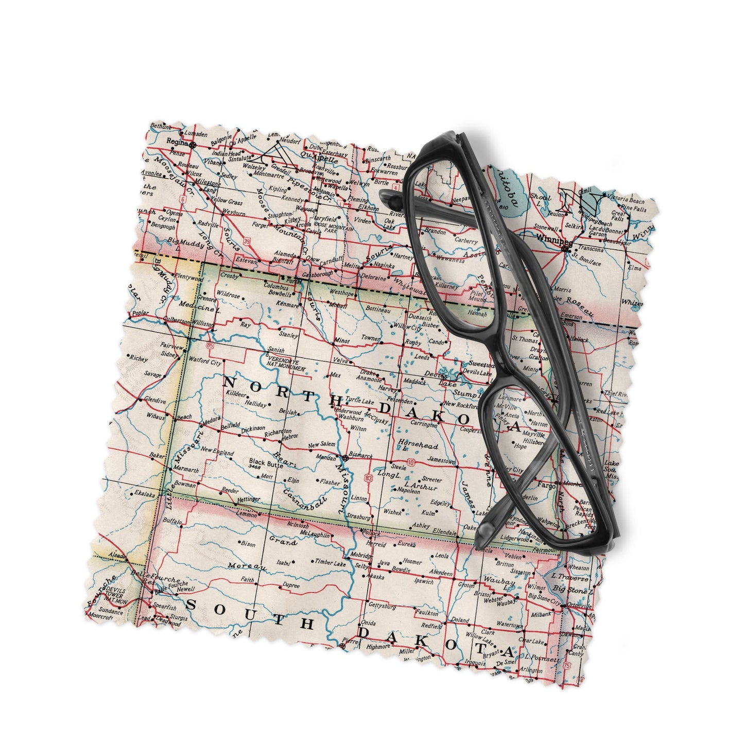 North Dakota Map Lens Cloth | North Dakota Microfiber Glasses Cleaner | Travel Gift