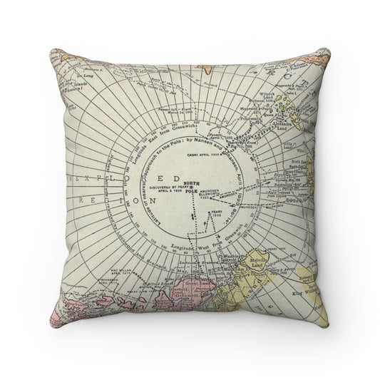 North Pole vintage map pillow