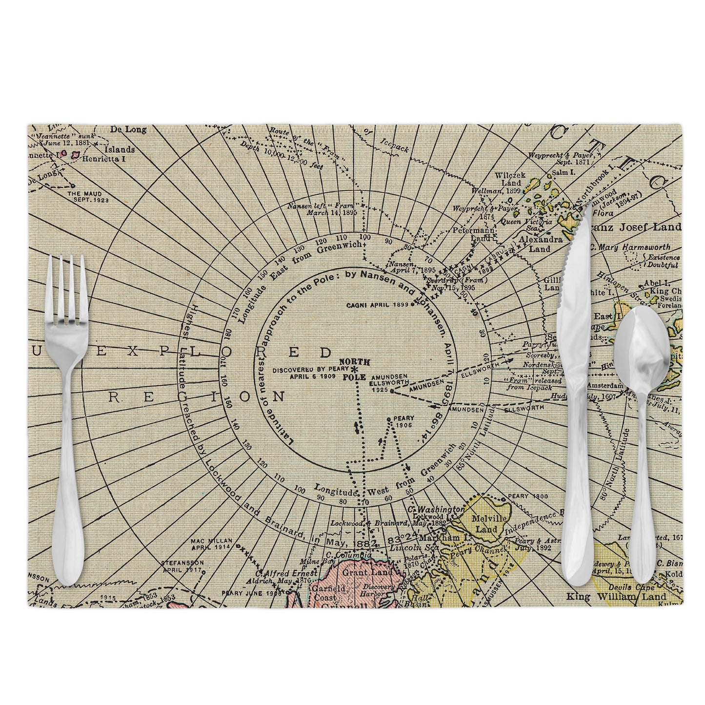 North Pole Vintage Map Placemats Set of 4