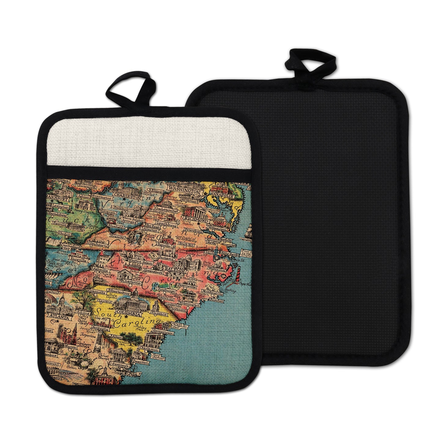 North Carolina vintage map hot pad kitchen decor