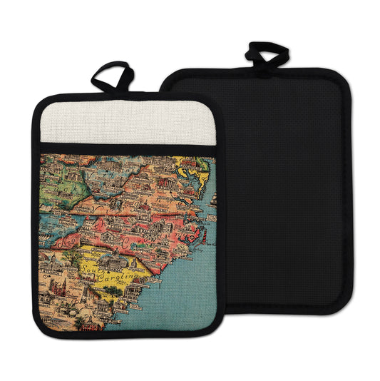 North Carolina vintage map hot pad kitchen decor