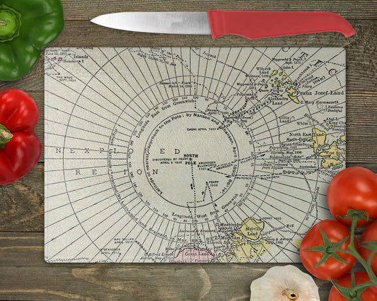 North Pole Map Cutting Board | Travel Gift | Kitchen Decor