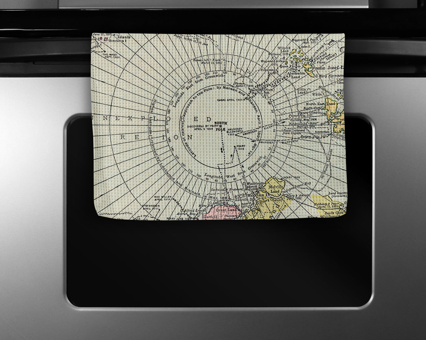 North Pole Map Tea Towel | Waffle-Weave Kitchen Towel Gift