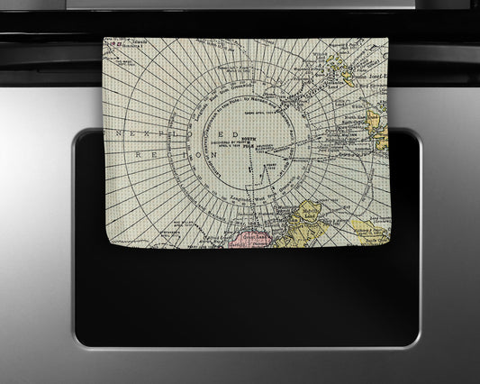 North Pole Map Tea Towel | Waffle-Weave Kitchen Towel Gift