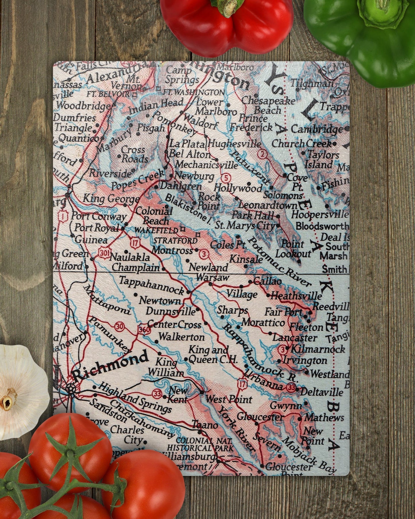 Northern Neck Virginia Map Cutting Board | Travel Gift | Kitchen Decor