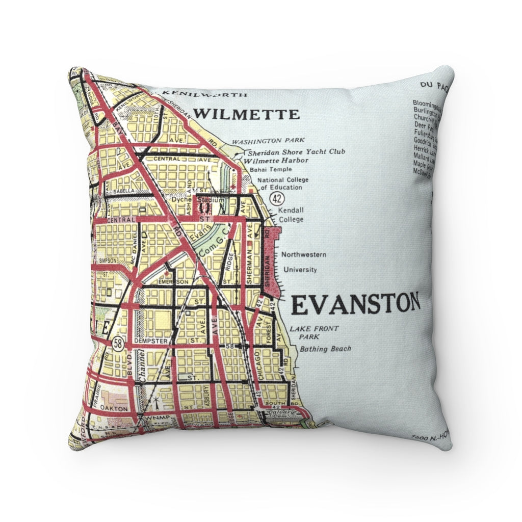 Northwestern University vintage map pillow
