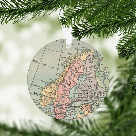Norway Vintage Map Ornament