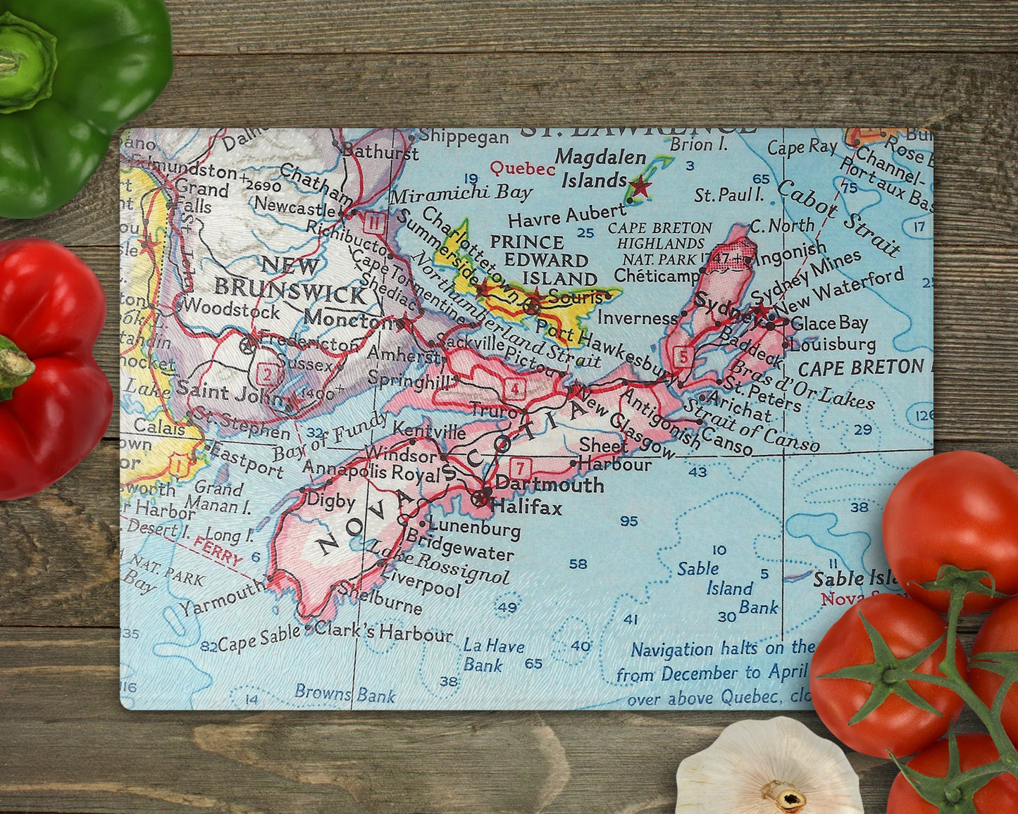 Nova Scotia Map Cutting Board | Travel Gift | Kitchen Decor