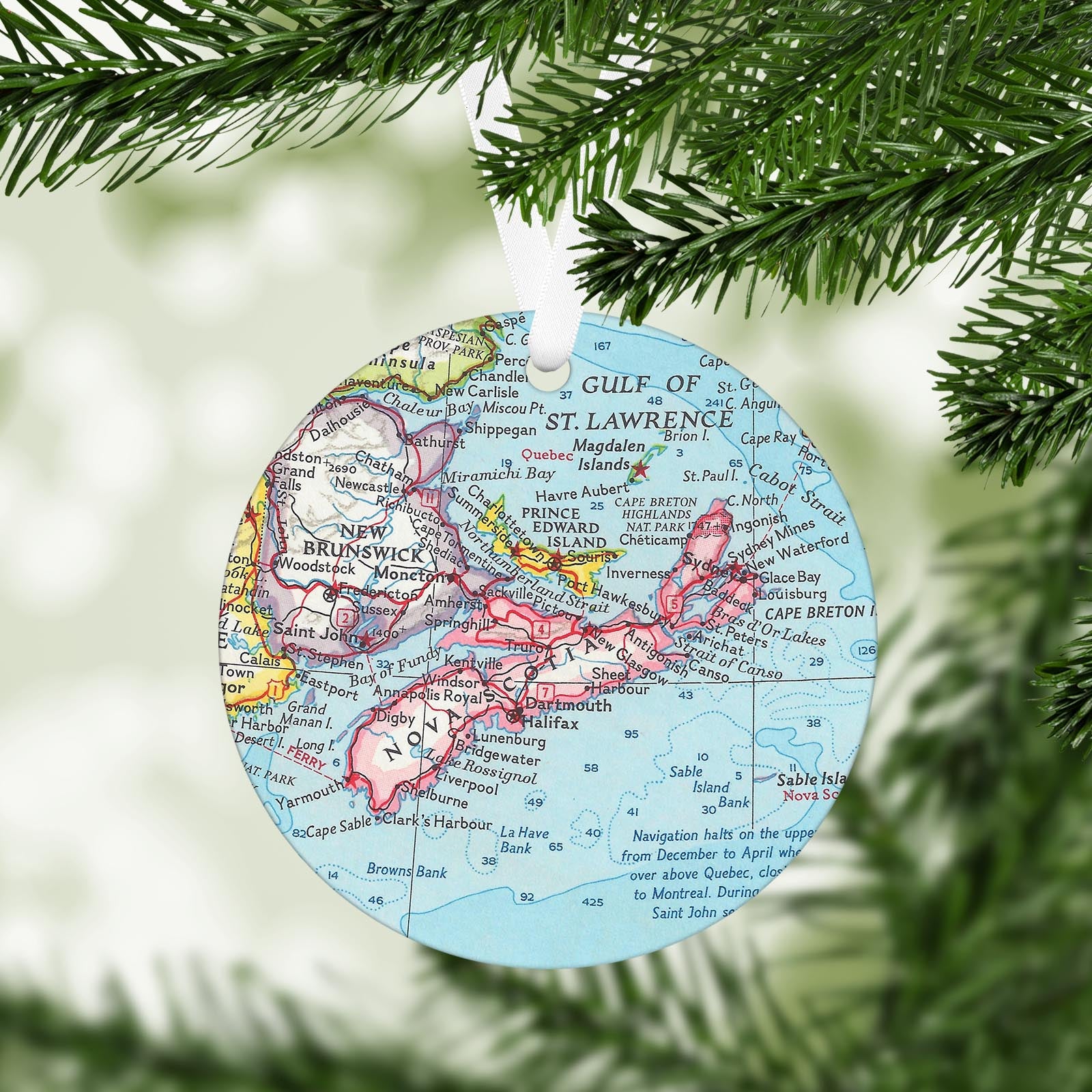 Nova Scotia Vintage Map Ornament
