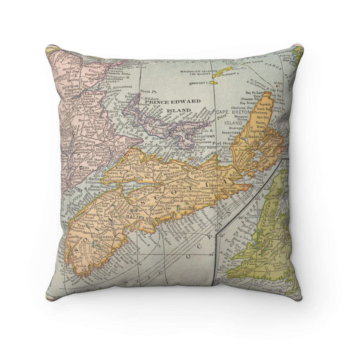 Nova Scotia vintage map pillow