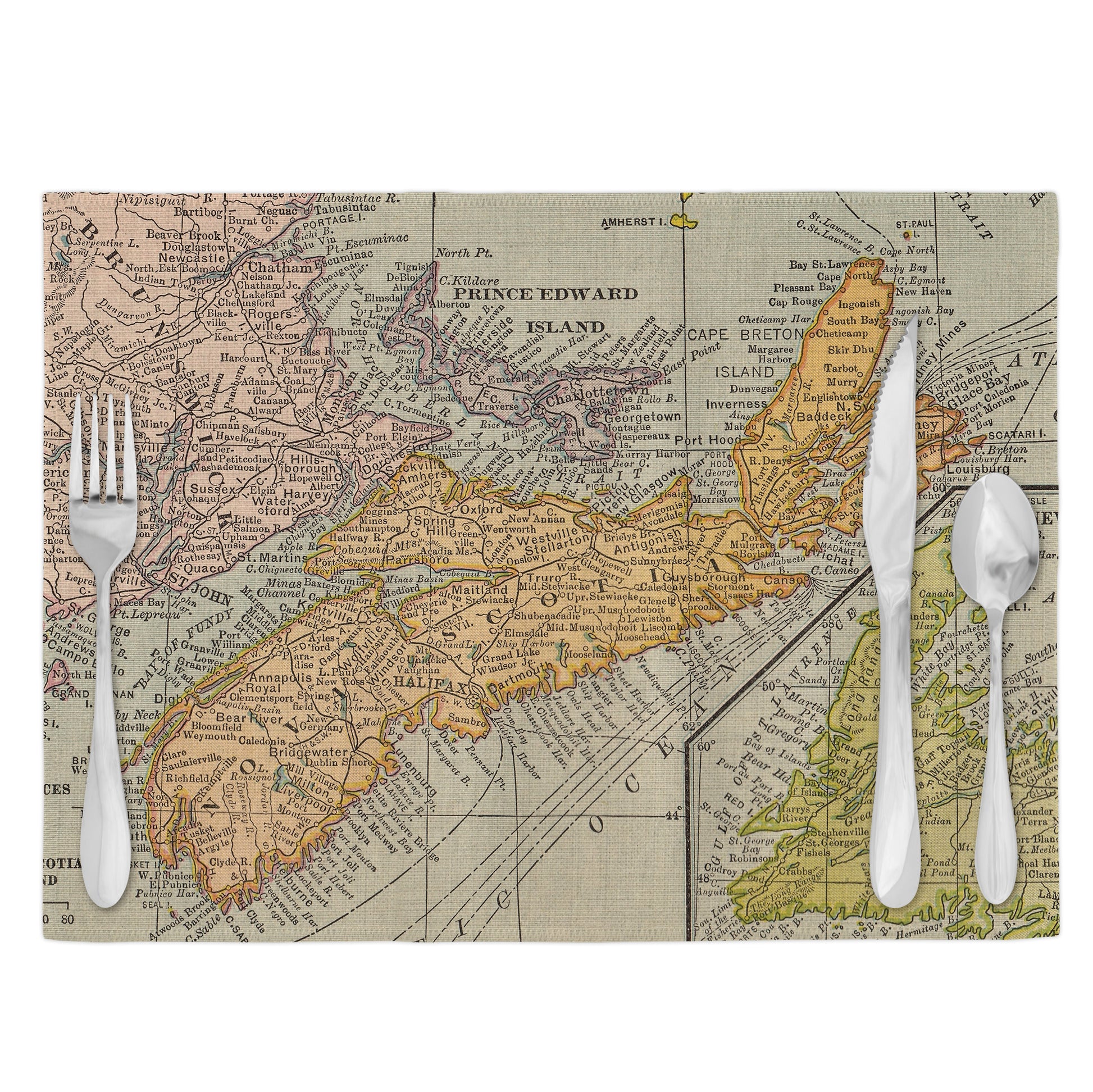 Nova Scotia Vintage Map Placemats Set of 4