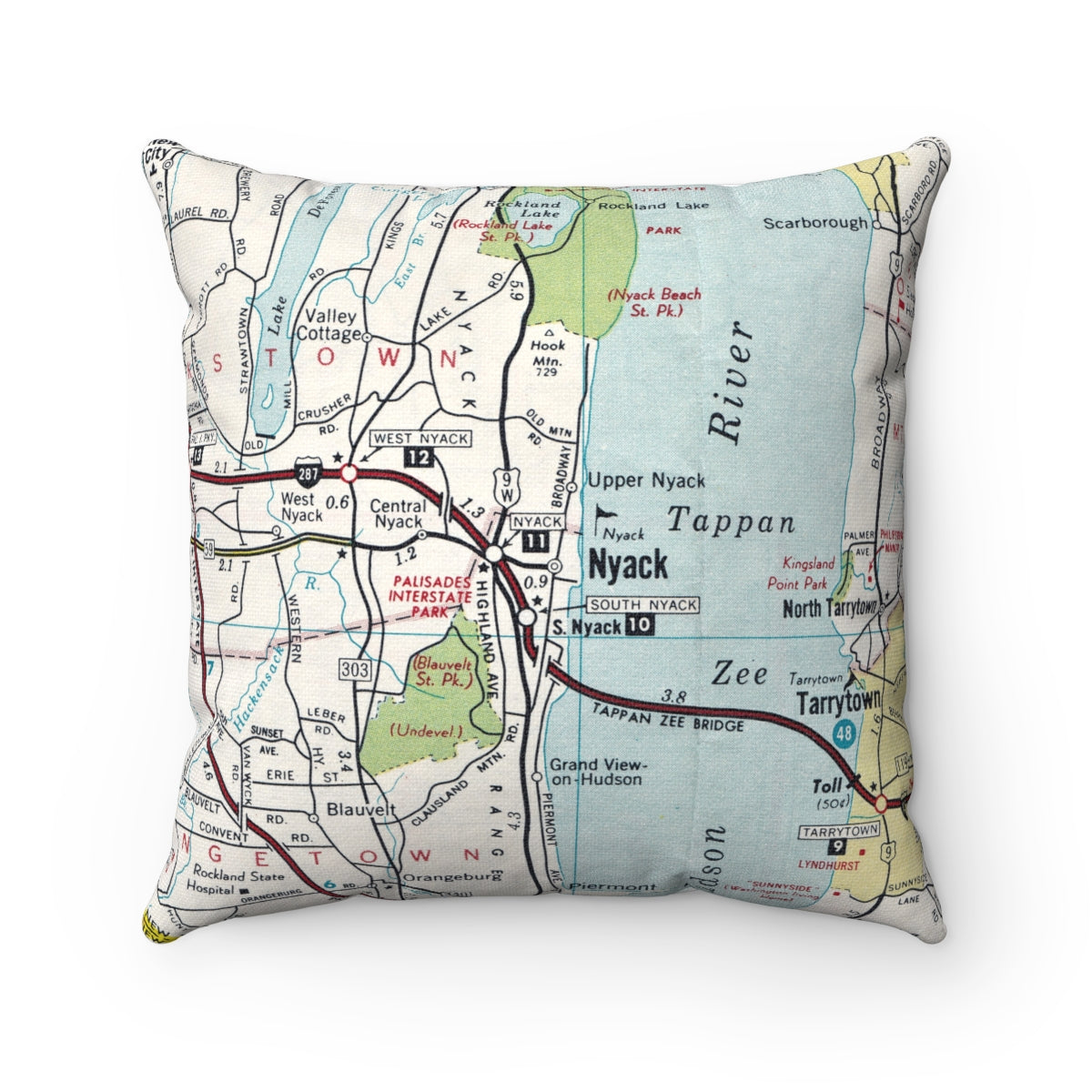 Nyack New York vintage map pillow
