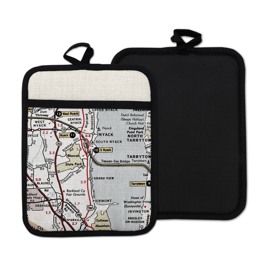 Nyack New York vintage map hot pad kitchen decor