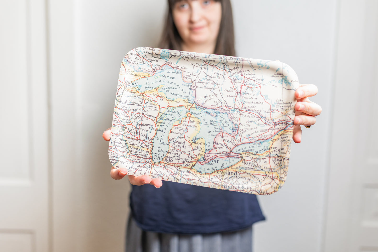 Chicago Map Birchwood Tray – 11" x 8" Serving Tray