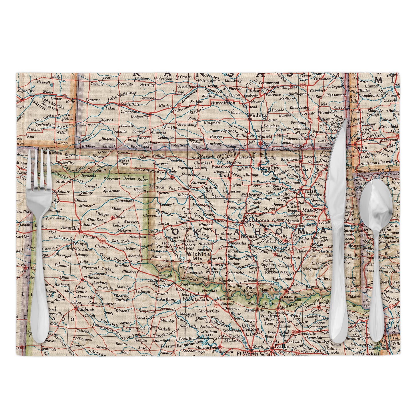 Oklahoma Vintage Map Placemats Set of 4