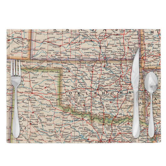 Oklahoma Vintage Map Placemats Set of 4