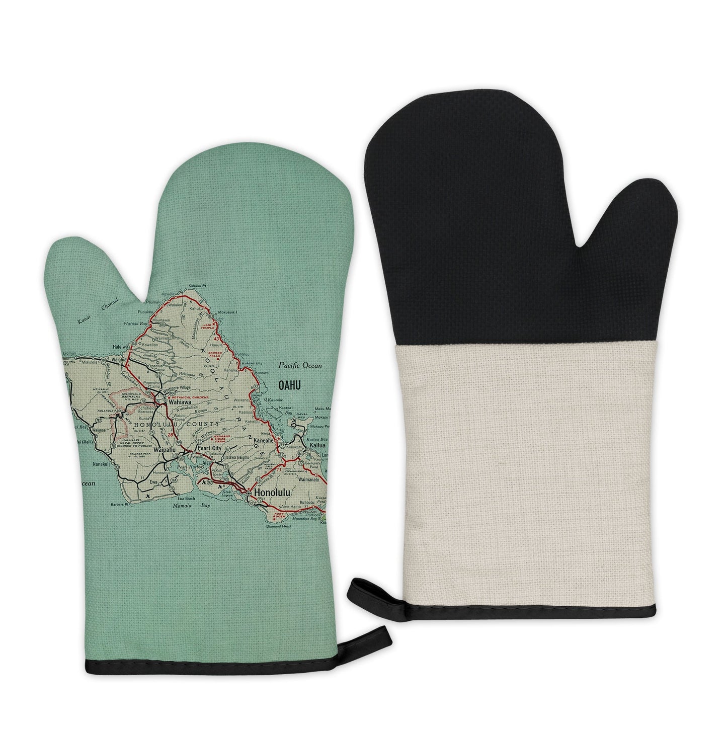 Oahu, Hawaii Map Oven Mitt | Vintage-Inspired Kitchen Gift