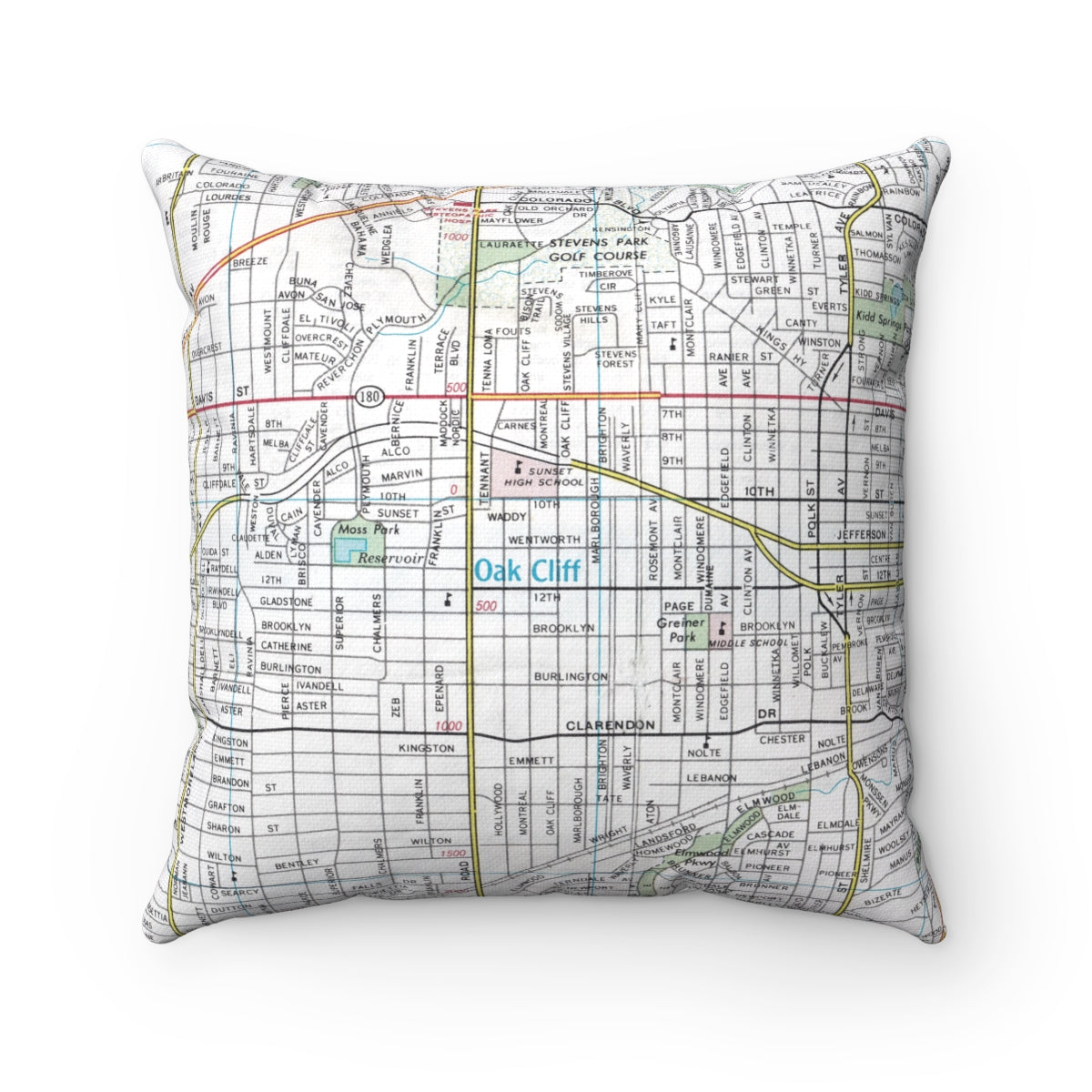 Oak Cliff Dallas Texas vintage map pillow