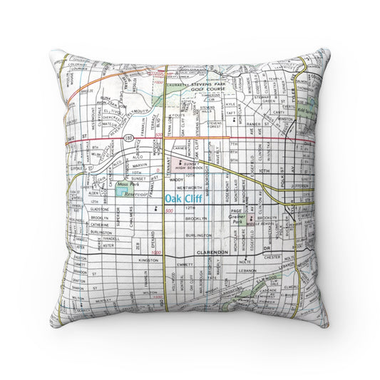 Oak Cliff Dallas Texas vintage map pillow
